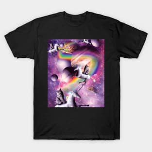 Space Cat Riding Unicorn, Rainbow Cats Unicorns T-Shirt